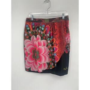 Desigual Yeila Tube Skirt With Pattern Overlayer Style 61F27D3 NEW size 38 US 4